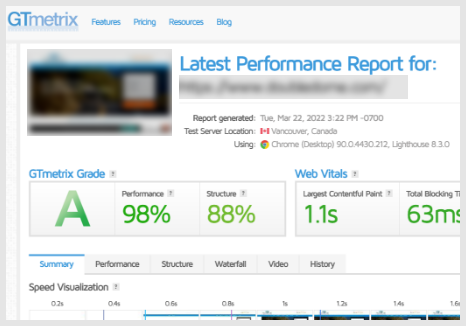 WordPress website speed after optimization