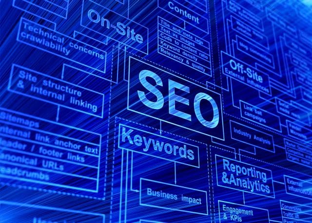 SEO Glossary of Terms on blue background